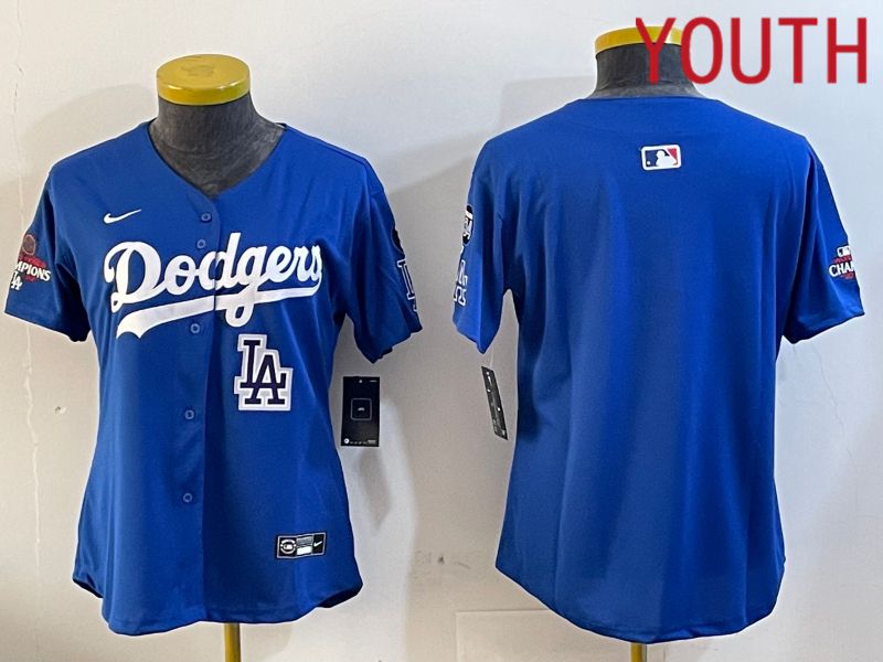 Youth Los Angeles Dodgers Blank Blue Game 2024 Nike MLB Jersey style 12058